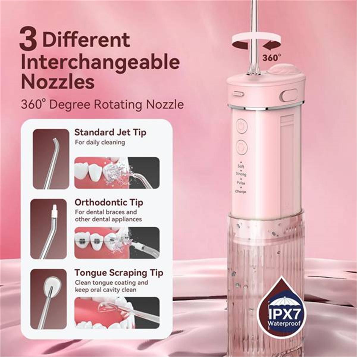 เครื่องทำความสะอาดฟันแบบพกพาขน - Oral Irrigator Flosser บทวิจารณ์และราคา